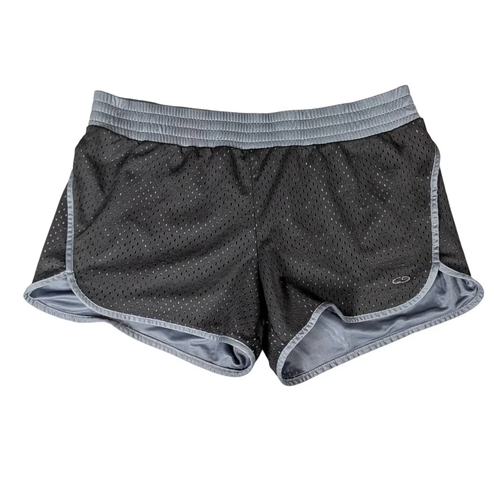 Champion Duo Dry Mens Black Grey Mesh Athletic Running Shorts Elastic Waist